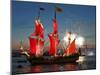 The Shtandart Frigate with Scarlet Sails Floats on the Neva River-null-Mounted Photographic Print