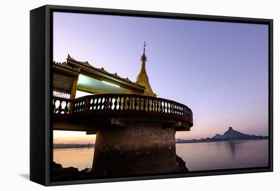 The Shweyinmyaw Pagoda Along the Than Lwyn (Salouen) River, Myanmar-Nathalie Cuvelier-Framed Stretched Canvas