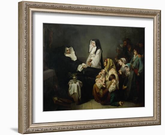 The sick and the poor come to pray, as sister Saint-Prosper lies in state on August 39, 1846-Isidore Pils-Framed Giclee Print