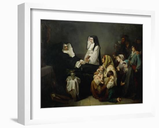 The sick and the poor come to pray, as sister Saint-Prosper lies in state on August 39, 1846-Isidore Pils-Framed Giclee Print