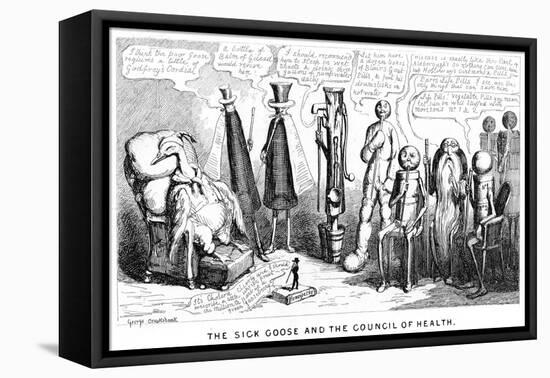 The Sick Goose and the Council of Health, 19th Century-George Cruikshank-Framed Stretched Canvas