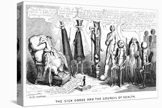 The Sick Goose and the Council of Health, 19th Century-George Cruikshank-Stretched Canvas