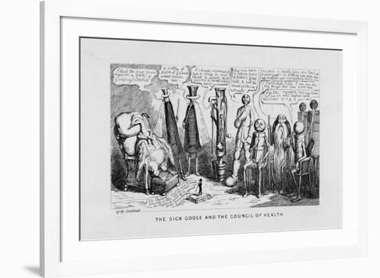 "The Sick Goose and the Council of Health," a Satire on Patent Medicines-George Cruikshank-Framed Art Print