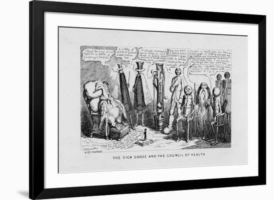 "The Sick Goose and the Council of Health," a Satire on Patent Medicines-George Cruikshank-Framed Premium Giclee Print
