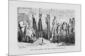 "The Sick Goose and the Council of Health," a Satire on Patent Medicines-George Cruikshank-Mounted Premium Giclee Print