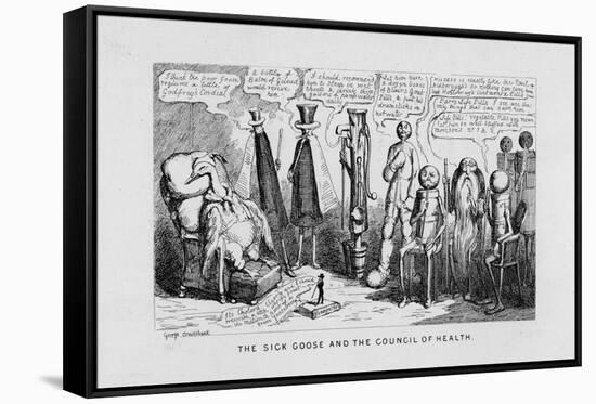 "The Sick Goose and the Council of Health," a Satire on Patent Medicines-George Cruikshank-Framed Stretched Canvas