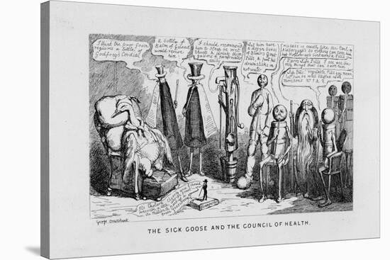 "The Sick Goose and the Council of Health," a Satire on Patent Medicines-George Cruikshank-Stretched Canvas