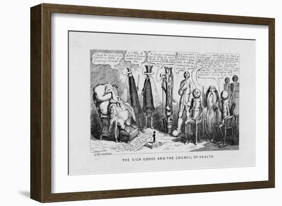 "The Sick Goose and the Council of Health," a Satire on Patent Medicines-George Cruikshank-Framed Art Print