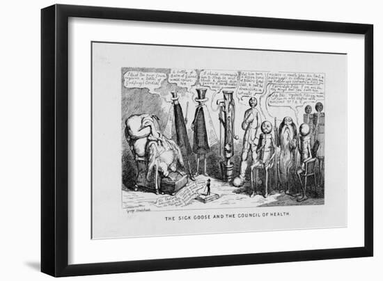 "The Sick Goose and the Council of Health," a Satire on Patent Medicines-George Cruikshank-Framed Art Print