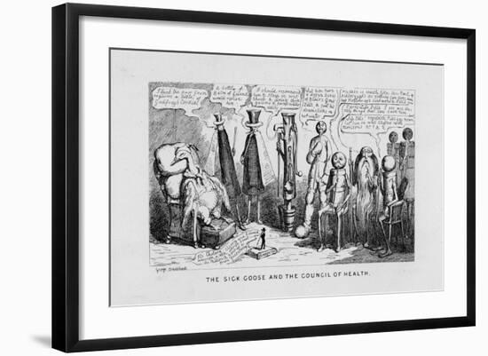 "The Sick Goose and the Council of Health," a Satire on Patent Medicines-George Cruikshank-Framed Art Print