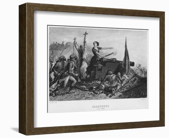 The Siege of Zaragoza in June 1808, Engraved by Augustin Burdet-Denis-auguste-marie Raffet-Framed Giclee Print