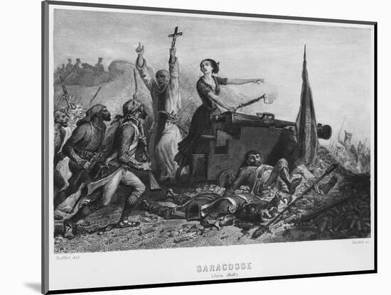 The Siege of Zaragoza in June 1808, Engraved by Augustin Burdet-Denis-auguste-marie Raffet-Mounted Giclee Print