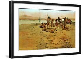 The Signal Fire-Charles Marion Russell-Framed Art Print