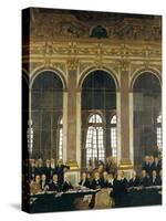 The Signing of Peace in the Hall of Mirrors, Versailles, June 28, 1919 (The Peace of Versailles)-William Orpen-Stretched Canvas