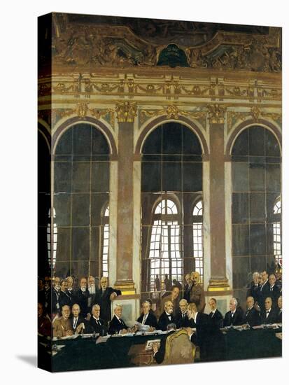 The Signing of Peace in the Hall of Mirrors, Versailles, June 28, 1919 (The Peace of Versailles)-William Orpen-Stretched Canvas