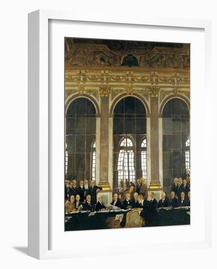 The Signing of Peace in the Hall of Mirrors, Versailles, June 28, 1919 (The Peace of Versailles)-William Orpen-Framed Giclee Print