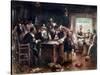 The Signing of the Mayflower Compact, c.1900-Edward Percy Moran-Stretched Canvas