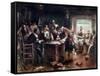 The Signing of the Mayflower Compact, c.1900-Edward Percy Moran-Framed Stretched Canvas