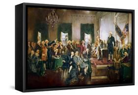 The signing of the U.S. Constitution at the Independence Hall in Philadelphia on September 17, 1787-Vernon Lewis Gallery-Framed Stretched Canvas