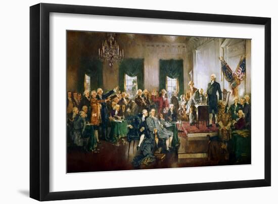 The signing of the U.S. Constitution at the Independence Hall in Philadelphia on September 17, 1787-Vernon Lewis Gallery-Framed Art Print