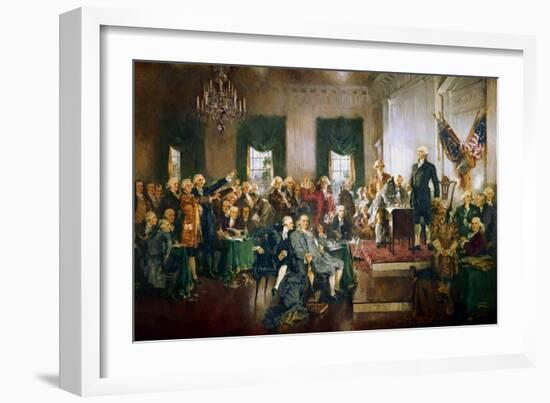 The signing of the U.S. Constitution at the Independence Hall in Philadelphia on September 17, 1787-Vernon Lewis Gallery-Framed Art Print