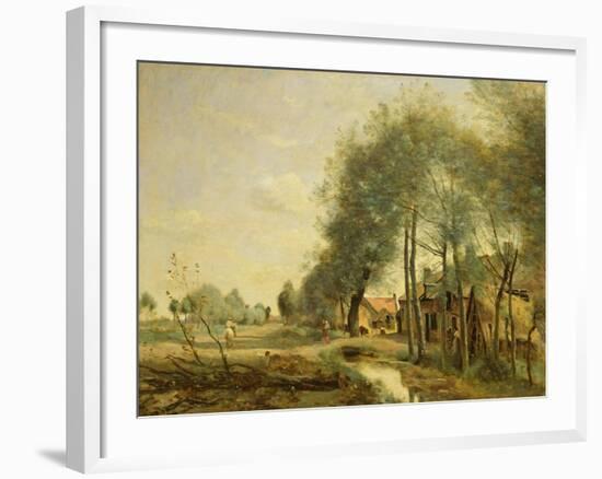 The Sin-Le-Noble Road Near Douai, 1873-Jean-Baptiste-Camille Corot-Framed Giclee Print