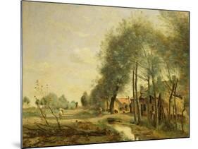 The Sin-Le-Noble Road Near Douai, 1873-Jean-Baptiste-Camille Corot-Mounted Giclee Print