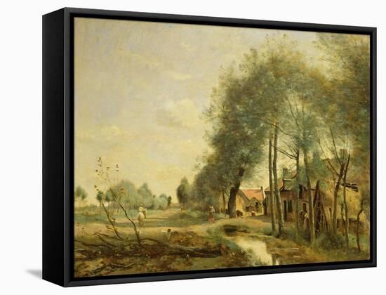 The Sin-Le-Noble Road Near Douai, 1873-Jean-Baptiste-Camille Corot-Framed Stretched Canvas