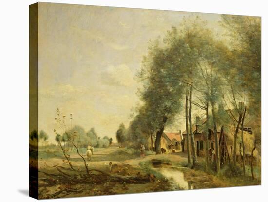 The Sin-Le-Noble Road Near Douai, 1873-Jean-Baptiste-Camille Corot-Stretched Canvas