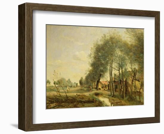 The Sin-Le-Noble Road Near Douai, 1873-Jean-Baptiste-Camille Corot-Framed Giclee Print