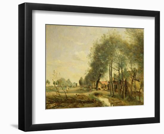 The Sin-Le-Noble Road Near Douai, 1873-Jean-Baptiste-Camille Corot-Framed Giclee Print