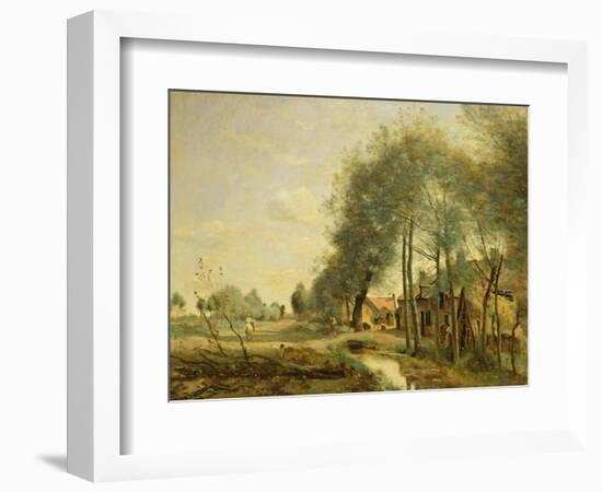 The Sin-Le-Noble Road Near Douai, 1873-Jean-Baptiste-Camille Corot-Framed Giclee Print