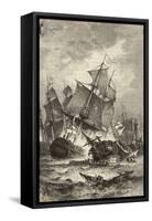 The Sinking of Admiral Villeneuve's Flagship-Theodor Weber-Framed Stretched Canvas