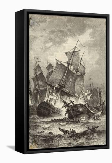 The Sinking of Admiral Villeneuve's Flagship-Theodor Weber-Framed Stretched Canvas