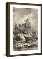 The Sinking of Admiral Villeneuve's Flagship-Theodor Weber-Framed Art Print