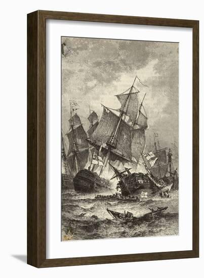 The Sinking of Admiral Villeneuve's Flagship-Theodor Weber-Framed Art Print