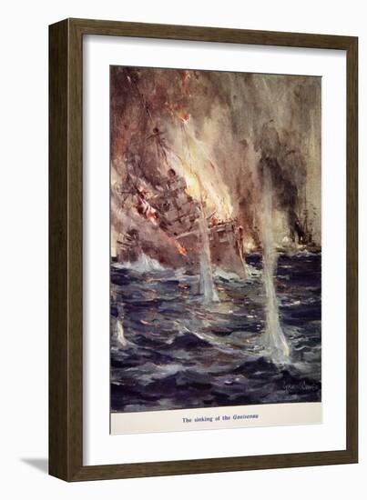 The Sinking of the Gneisenau, from Told in the Huts: The YMCA Gift Book, Published 1916-Cyrus Cuneo-Framed Giclee Print