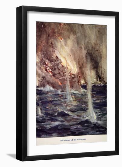 The Sinking of the Gneisenau, from Told in the Huts: The YMCA Gift Book, Published 1916-Cyrus Cuneo-Framed Giclee Print