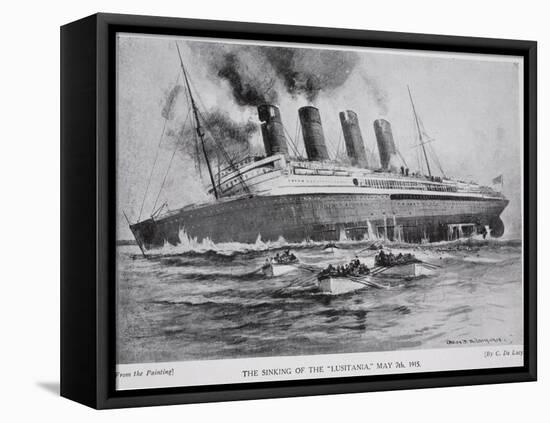 The Sinking of the Lusitania, May 7th 1915, Hutchinson's Story of the British Nation, c.1920-Charles John De Lacy-Framed Stretched Canvas