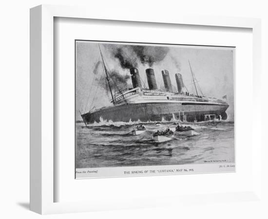 The Sinking of the Lusitania, May 7th 1915, Hutchinson's Story of the British Nation, c.1920-Charles John De Lacy-Framed Giclee Print