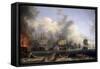 The Sinking of the Russian Battleship St. Evstafius in the Naval Battle of Chesma, 1771-Jacob Philipp Hackert-Framed Stretched Canvas