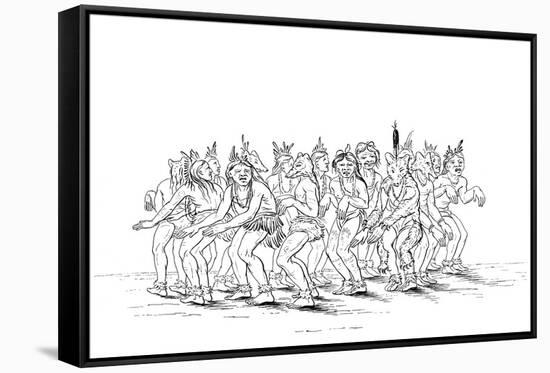 The Sioux Tribe Performing a Bear Dance, 1841-Myers and Co-Framed Stretched Canvas