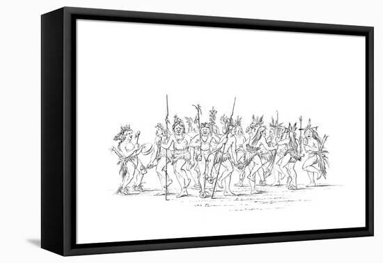 The Sioux Tribe Performing a Beggar Dance, 1841-Myers and Co-Framed Stretched Canvas