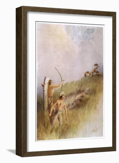 The Sioux War Chief Shoots an Arrow at the Monster Ratlesnake and Kills It-James Jack-Framed Art Print