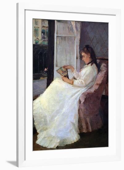 The Sister of the Artist at a Window-Berthe Morisot-Framed Art Print