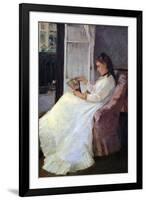 The Sister of the Artist at a Window-Berthe Morisot-Framed Art Print