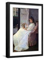 The Sister of the Artist at a Window-Berthe Morisot-Framed Art Print
