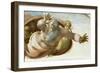 The Sistine Chapel; ceiling frescos after restoration. Dividing the waters from the land.-Michelangelo-Framed Giclee Print