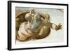 The Sistine Chapel; ceiling frescos after restoration. Dividing the waters from the land.-Michelangelo-Framed Giclee Print