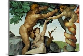 The Sistine Chapel; Ceiling Frescos after Restoration, Original Sin-Michelangelo Buonarroti-Mounted Giclee Print